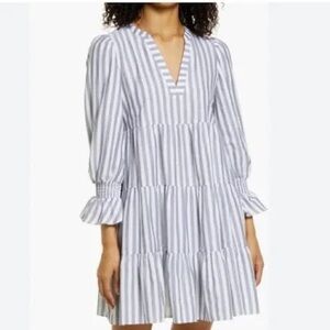 Eliza J blue & white tiered dress